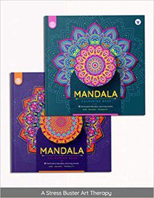 Mandala Colouring Books for Adults | Adult Colouring Book with Tear Out Sheets for Artwork | DIY Acitvity Books | Frame After Colouring - Set of 2 