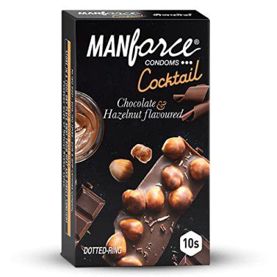 Manforce Cocktail Chocolate & Hazelnut Flavoured Condoms for Men with Dotted Rings | 10 Sheets