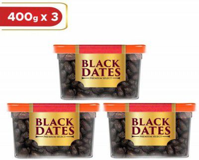 Manna Black Dates - 1.2kg (400g x 3 Packs) | Dry Dates