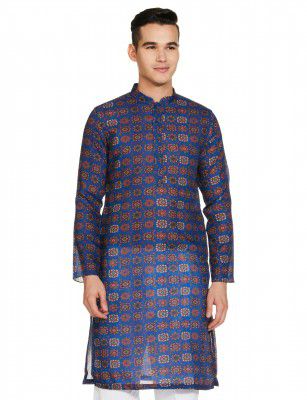 Manthan Men's Mandarin Collar Full Sleeves Ethnic Knee Length Kurta