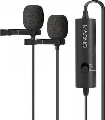 MAONO AU-200 Dual Collar Lavalier Microphone, Condenser Clip on Mic for Youtube Recording, Mobile phone