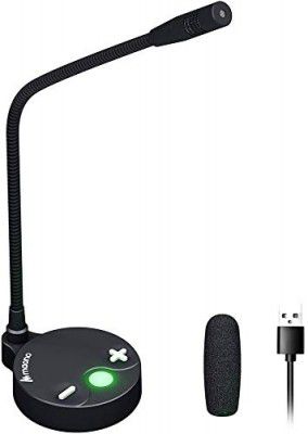 MAONO Au-Gm10 USB Condenser Unidirectional Gooseneck Microphone, Touch-Key Mute and Volume Control, Headphone Jack (Black)