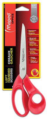 Maped Expert Left Handed Scissors, Stainless Steel Blades, 21cm/8.25-Inch, Red Handles (068650)