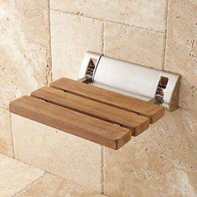 Marcoware Multi-Purpose Foldable Wall Mounted Shower/Steam Room/Shoe Wearing Chair Bench Burmese Teak