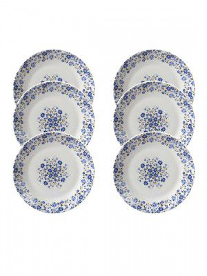 MARKET99Blue & White 6 Pieces Floral Printed Plates