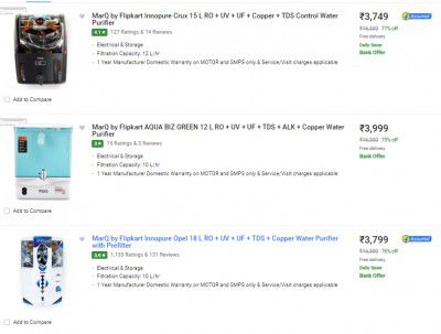 Marq By Flipkart Water Purifiers Starts ₹3749