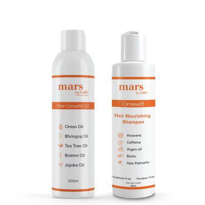 mars by GHC Hair Growth Combo | Hair Growth Oil 200ml | Anti Hair Fall DHT Blocker Shampoo 200ml (Set of 2)