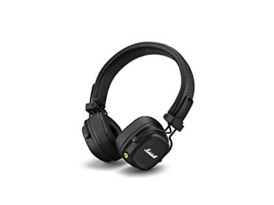 Marshall Major IV Wireless On-Ear Headphones with 80+ hours of Playtime, Multi-Dimensional Control Knob, Wireless Charging- Black