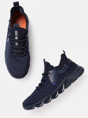 Mast & Harbour Men Navy Blue Woven Design Running Shoes