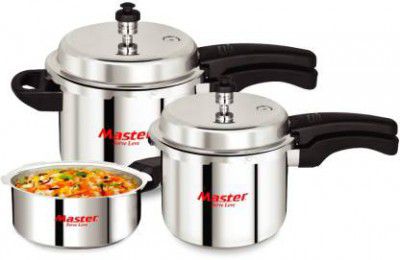 Master Superb Family Pack 5 L, 3 L, 2 L Induction Bottom Pressure Cooker & Pressure Pan  (Stainless Steel)