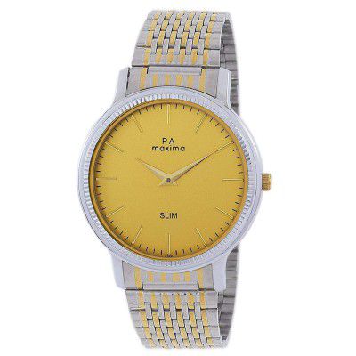 Maxima Analog Champagne Dial Mens Watch-47031CMGT