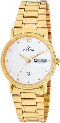 Maxima Analog White Dial Mens Watch-04147CMGY