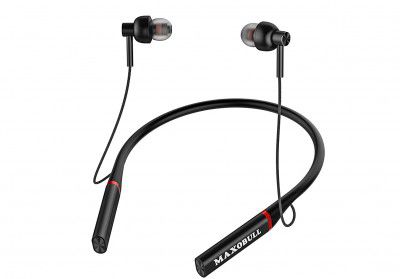 Maxobull Power Full Audio Machine PAM-24 Smart Bluetooth 5.0 in-Ear Neckband with Sound and Google Assistance Water and Dust Resistance Ipx-5.0 Unbreakable Wire Tangle Free Headphone with Mic (Black)