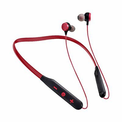 MAXOBULL Tone LB-02R Bluetooth Wireless Neckband with Magnetic Ear Buds with Powerful Bass Water and Dust Resistant Music Upto 20 Hours Light Weight Bluetooth 5.0 Dual Connectivity - Red