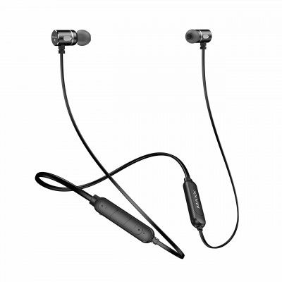 Maxx NX5 Wireless in-Earphone with Upto 25Hrs Playtime, Dual Pairing, Noise Cancellation, Rapid Charge, Magnetic, IPX6 with Mic (Black)