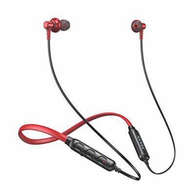 Maxx NX7 Wireless Neckband with Upto 25 Hours Playtime Dual Pairing Magnetic Buds, Fast Charging IPX6 Water Resistance, Noise Cancellation (Black & Red)