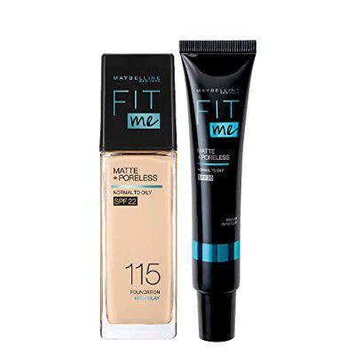 Maybelline Fit Me Regime Kit- Fit Me Matte & Poreless Primer+ Fit Me Foundation Shade 115