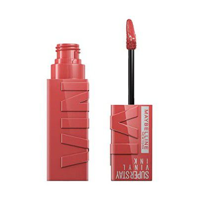 Maybelline Liquid Lipstick, High-Glossy Finish, Lasts For 16Hrs Enriched With Vitamin E & Aloe, SuperStay Vinyl Ink, Peachy