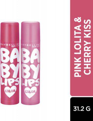 MAYBELLINE NEW YORK Baby Lips Pink Lolita & Baby Lips Cherry Kiss Pink Lolita & Cherry Kiss (Pack of: 2, 31.2 g)