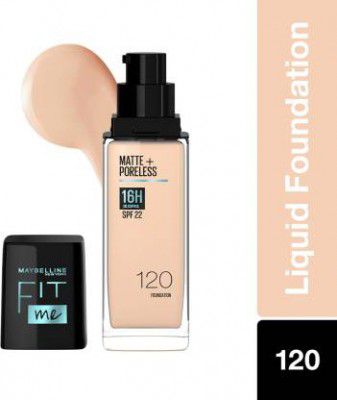 MAYBELLINE NEW YORK Fit Me Matte+Poreless Liquid Foundation (With Pump & SPF 22) Foundation  (120 Classic Ivory, 30 ml)