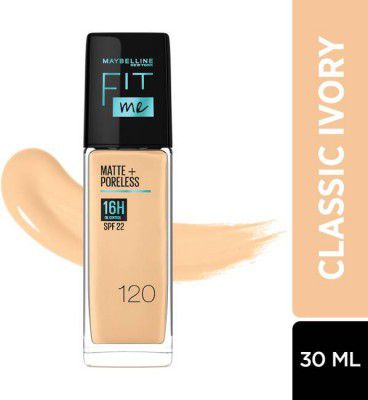 MAYBELLINE NEW YORK Fit Me Matte+Poreless Liquid Foundation (With Pump & SPF 22) Foundation (120 Classic Ivory, 30 ml)