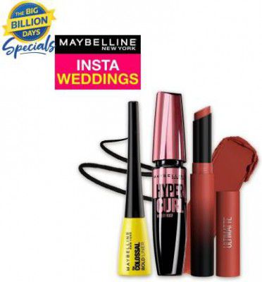 MAYBELLINE NEW YORK InstaWeddings Pack of 3-Ultimatte Lipstick,Colossal Bold Liner,Hypercurl Mascara  (3 Items in the set)