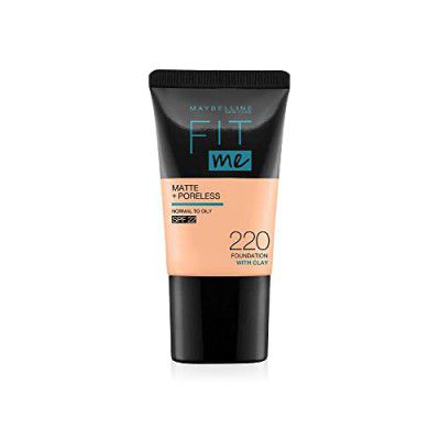 Maybelline New York Liquid Foundation, Matte & Poreless, Full Coverage Blendable Normal to Oily Skin, Fit Me, 220 Natural Beige, 18ml