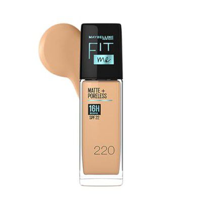 Maybelline New York Liquid Foundation Medium Coverage Lotion, Matte Finish, With Spf, Absorbs Oil, Fit Me Matte For Oily Skin + Poreless, 220 Natural Beige, 30Ml, Pack Of 1