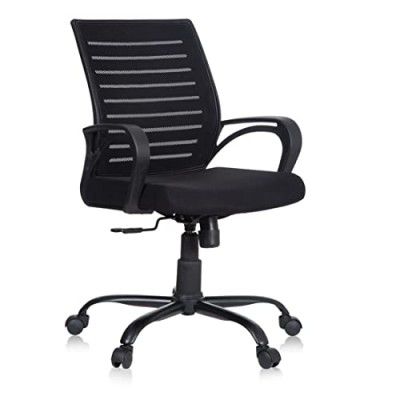 MBTC® Ace Mid Back Metal Base Office Chair/Study Chair (Black)