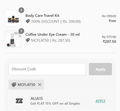 mcaffeine Coffee Under Eye Cream - 30 ml With Free Body Care Travel Kit Worth ₹399