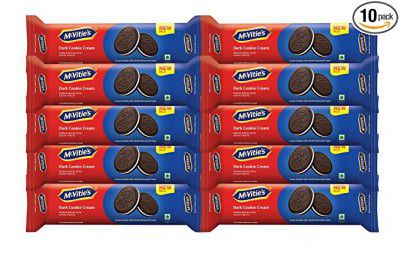 McVities Dark Cookie Cream Chocolate Biscuits With Goodness Of Vanilla & Cocoa, 120G