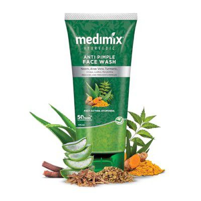 Medimix Ayurvedic Anti Pimple Face Wash 175ml | With Neem, Aloe Vera, and Turmeric | Helps reduce & prevent pimples | Natural | Herbal | Paraben-free | Soap-free | SLES-Free