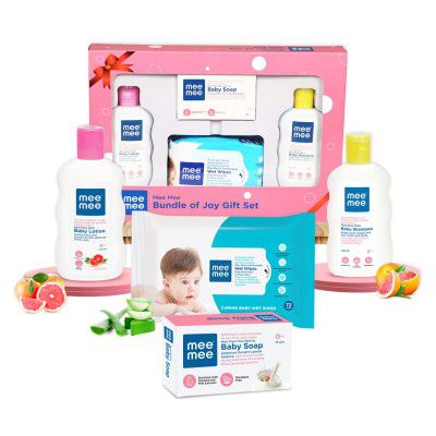 Mee Mee Baby Bundle of Joy Gift Set for Newborn/Babies/Infants/with Baby Lotion/Shampoo/Baby soap and Wet Wipes for Smooth Skin and Gentle Care.