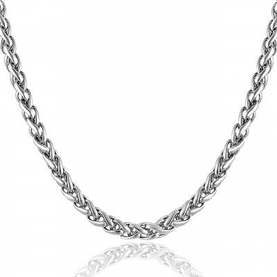 MEENAZ Chain for Men boyfriend Jewellery Stainless Steel Valentine Long Chain Gents Platinum Necklace Silver Chain for Men Boys Stylish -CN9136 (Silver White)