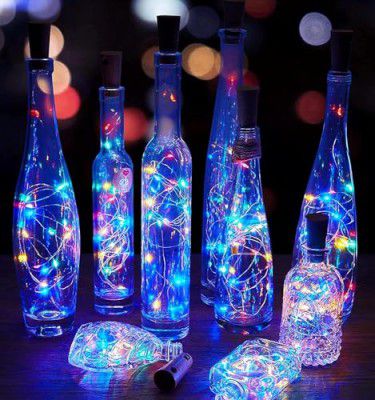 MeeTo LED Bottle Lights with Cork, Length of 200 CM, 20 LED, for Party Birthday Diwali Christmas Navratri Valentine Gift Home Decoration, Pack of 1