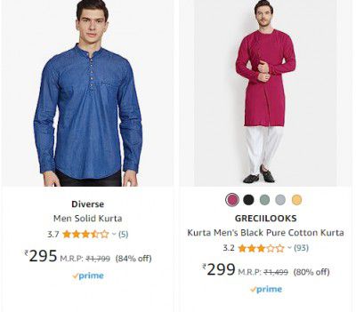 Men's Ethnic wear at minimum 80% off