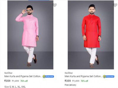 Mens Plain Kurta Upto 76% Off