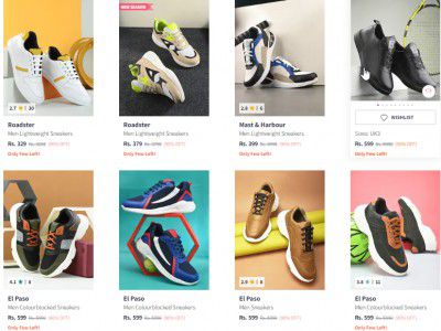 Myntra : Men's Sneakers Upto 90% off | Starts ₹329