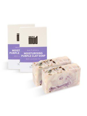 MENSXP MUD Natural Moisturising Purple Clay Soap With Lavender Oil - Set Of 2