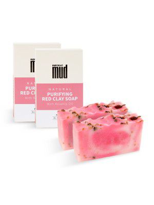 MENSXP MUD Natural Purifying Red Clay Soap With Rosehip Oil - Set Of 2