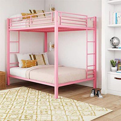 METALMASTER Twin Metal Bunk Cot Bed Single (Bottom) + Single (Top) - Frame Only, Mattress not Included (Pink)