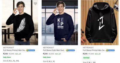 Metronaut Men's Sweatshirts @ 90% Discount