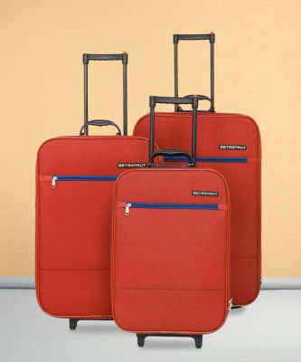 METRONAUT Soft Body Set of 3 Luggage - FRILL Set-3 (30 Inch+26 Inch+ 22 Inch) - Red