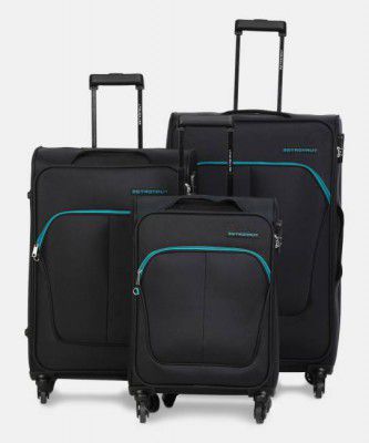 METRONAUT Soft Body Set of 3 Luggage - Supreme Combo Set (30inch+26inch+22inch) - Black