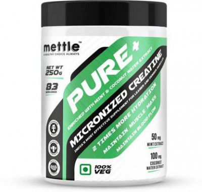 Mettle Pure+ Micronized Creatine with Mint & Coconut Water Extract Creatine (250 g, Unflavored)