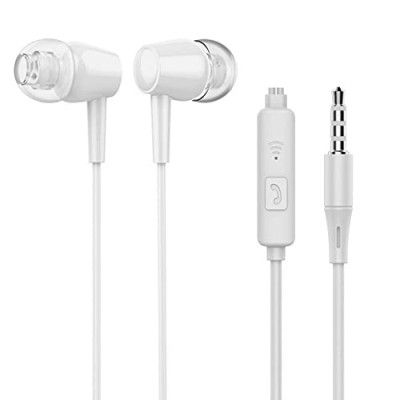 Meyaar RP-2280 Edition Wired Durable Metal Earphones Earbuds with Microphone & Deep Bass Clear Sound Noise Isolating in Ear Headphones, Stereo Ear Buds for Cell Phones, Laptop, Tablet (Metal White)