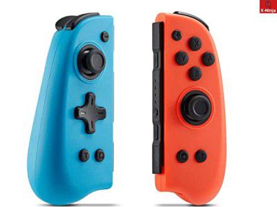 MICROMINI X-Ninja Joycon for Nintendo Switch Oled & Nintendo Switch Wireless Controller 8 LED Colors, Adjustable Turbo, Rechargeable Joycon's (Neon Red&Neon Blue)