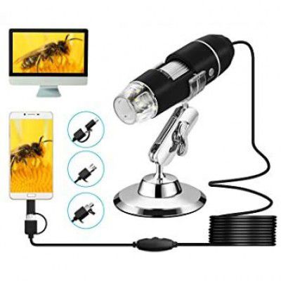 Microware 3 in 1 USB Digital Microscope, (Micro USB + USB + Type-C) 50x to 1000x Microscope Magnifier, Portable Mini Microscope Camera with Light, Suitable for Windows 7/8/10 and Mac Android