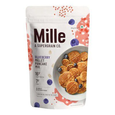 Mille Blueberry Millet Pancake | NO MAIDA | Eggless | Gluten Free | High Plant Protein | Low Carbs | Low GI Millet Grain | No Refined Sugar | 250 grams