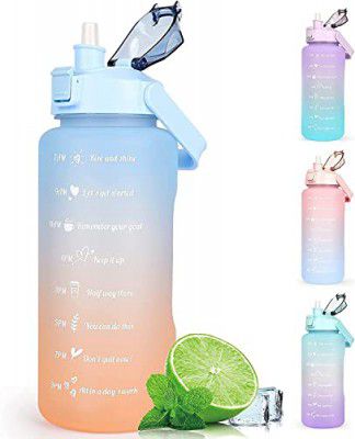 MILONI USA Motivational Water Bottle, Spirit GYM Gallon with Time Marker Large Capacity 2000ML, Leakproof BPA Free Fitness Sports Water Bottle (2 Liter)